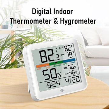 Digital Indoor Thermometer & Hygrometer with Accurate Temperature Humidity Monitor Meter & Touch LCD Backlight (Container Product Without Box) - Imported from UK